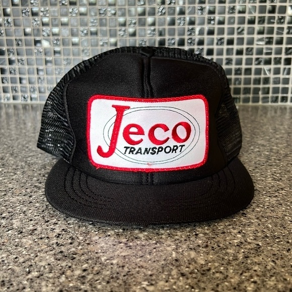 Vintage Jeco Transport Trucker Snap Back Hat In black Made In USA - Picture 1 of 7